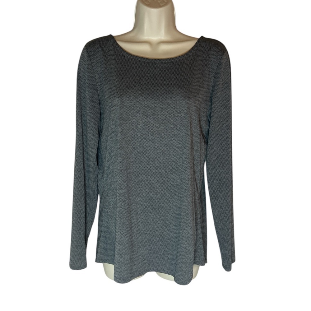 Athleta Gray Long Sleeve Scoop Neck Relaxed Blouse Size M